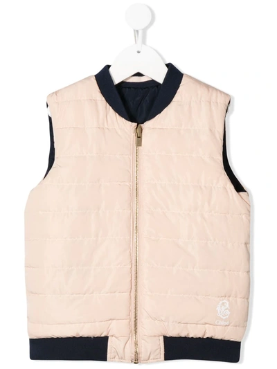 Chloé Kids' Padded Colour Block Gilet Jacket In Neutrals
