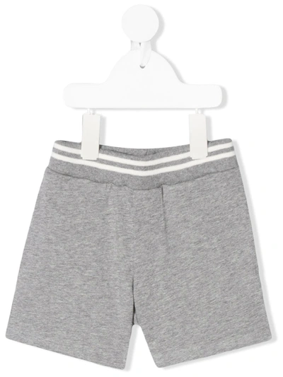 Moncler Babies' Striped Waist Double Pocket Track Shorts In Grey