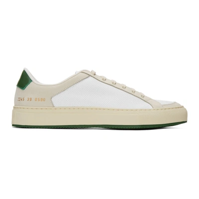 Common Projects White & Green Retro 70's Low Sneakers