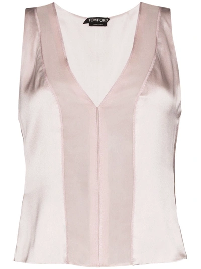 Tom Ford Sheer Panel Tank Top In Neutrals