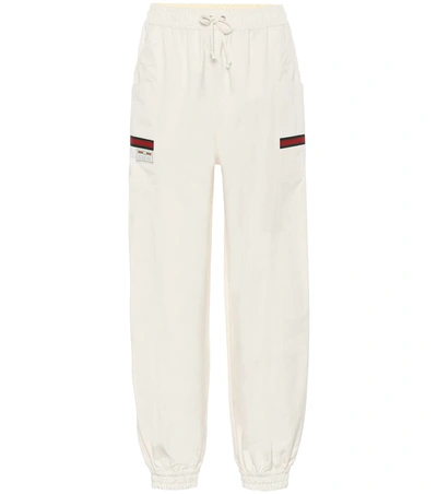 Gucci Cotton Canvas Trackpants W/gg Patch In White