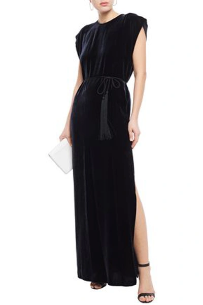 Nili Lotan Lillian Belted Velvet Maxi Dress In Midnight Blue | ModeSens