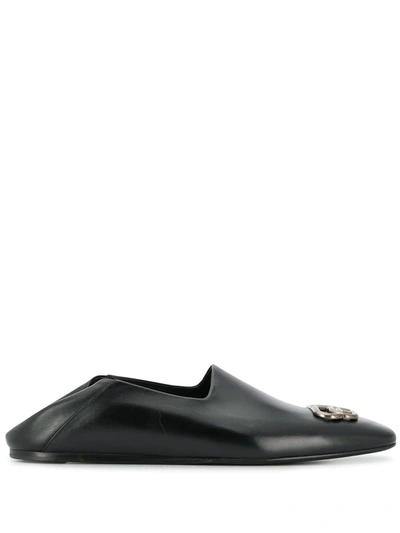 Balenciaga Bb-logo Collapsible-heel Leather Loafers In Black