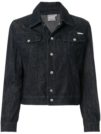 Pre-owned Versace Cropped Denim Jacket In Blue