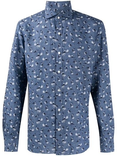 Barba Tucan Print Shirt In Blue