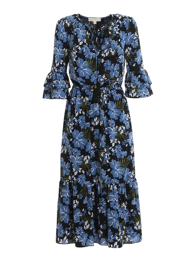 Michael Kors Floral Printed Evening Dress In Multicolour