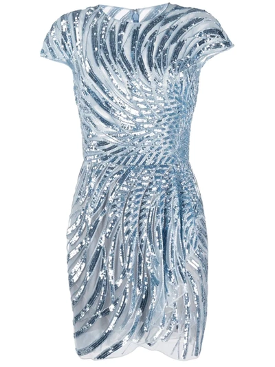 Zuhair Murad Embellished Tulle Mini Dress In Blue