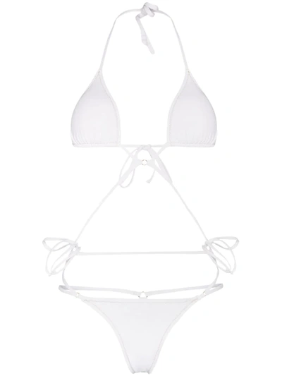 Reina Olga Goldie Triangle Tie Bikini In White