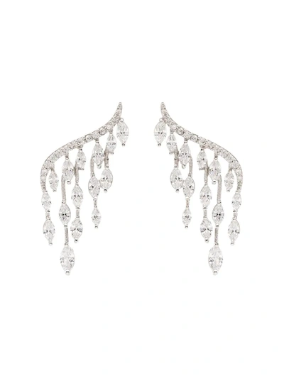 Apples & Figs Silver Tone Crystal Marquise Earrings In Metallic