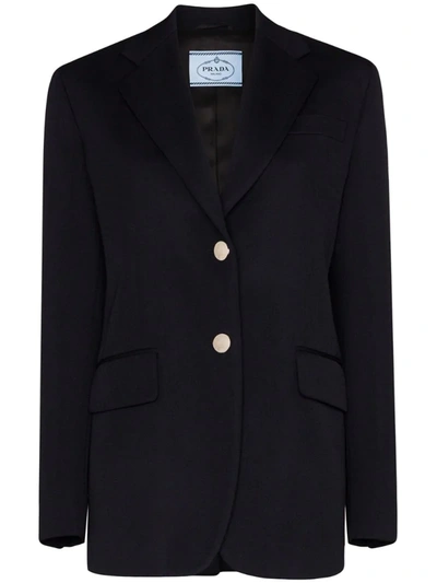 Prada Single-breasted Notched Lapels Blazer In Blue
