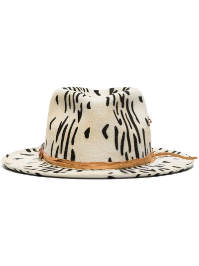 Nick Fouquet Zeal Zebra-print Wool-felt Fedora Hat In White