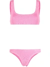 Reina Olga Ginny Crinkle-effect Bikini Set In Hot Pink