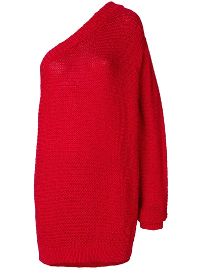 Stella Mccartney One-shoulder Knitted Jumper In Red