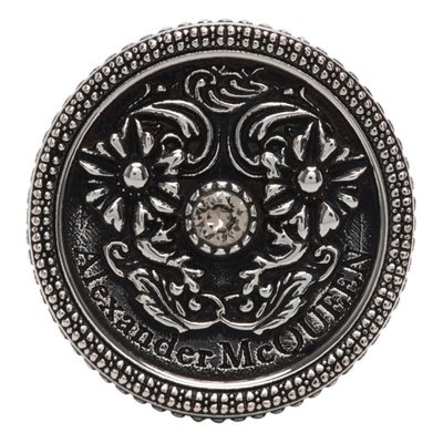 Alexander Mcqueen Silver Medallion Ring In 0446/5021gr