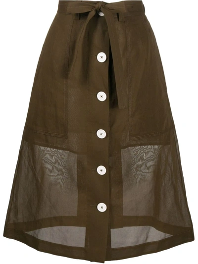 Eudon Choi Manet A-line Organza Skirt In Brown