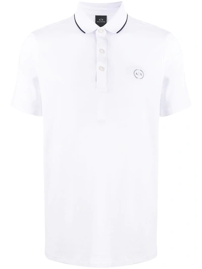 Armani Exchange Embroidered Logo Polo Shirt In White
