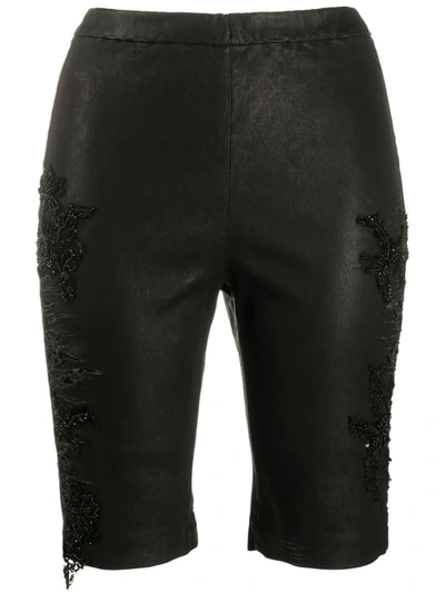 Almaz Beaded Lace Applique Shorts In Black