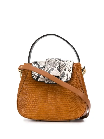 Nico Giani Myria Embossed Shoulder Bag In Brown