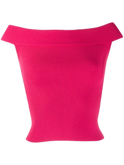 Alexander Mcqueen Off-the-shoulder Cropped Top In Pink