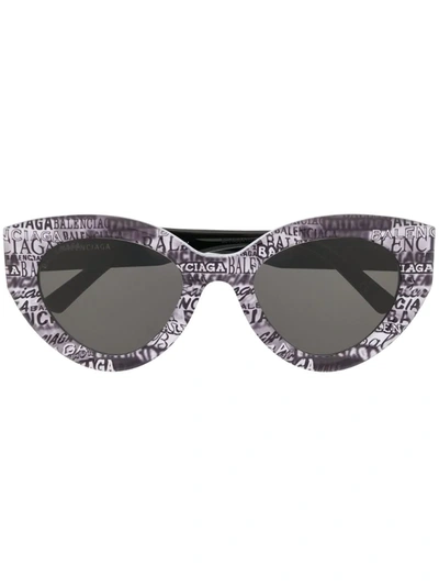 Balenciaga Logo Print Cat Eye-frame Sunglasses In 004