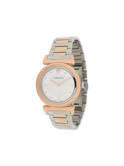 Versace V-motif 35mm Two-tone Watch In White