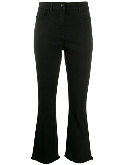 Semicouture High-rise Cropped Kick-flare Jeans In Black