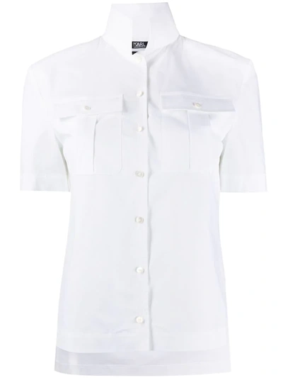 Karl Lagerfeld Karl High Collar Shirt In White