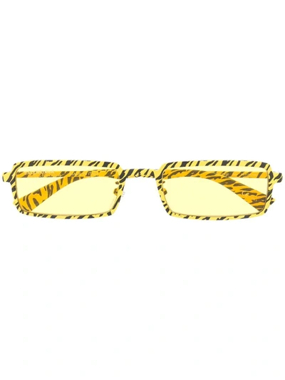 Balenciaga Yellow And Black Zebra Striped Rectangular Sunglasses