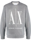 Armani Exchange Icon Large Logo Crew Neck Sweatshirt In Gray In Dark Grey