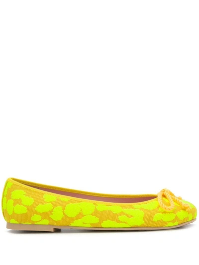 Pretty Ballerinas Leopard Print Ballerina Flats In Yellow