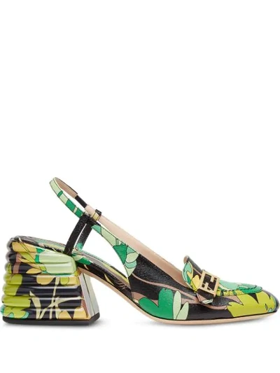 Fendi Promenade Floral-print Slingback Loafers In Multicolore