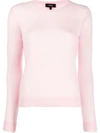 Theory Crew Neck Pullover Jumper In Pink