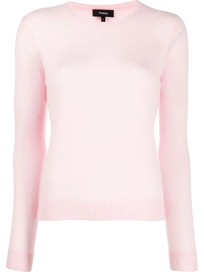 Theory Crew Neck Pullover Jumper In Pink
