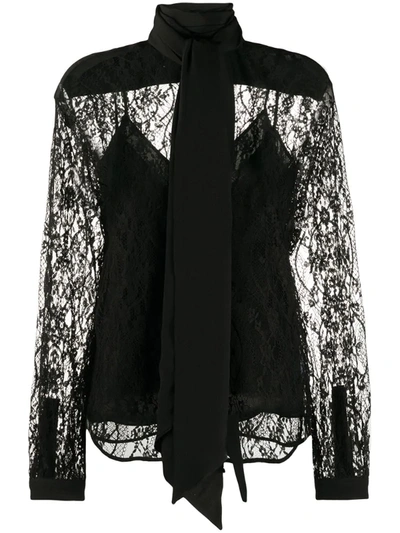 Givenchy Pussy-bow Lace Blouse In Black