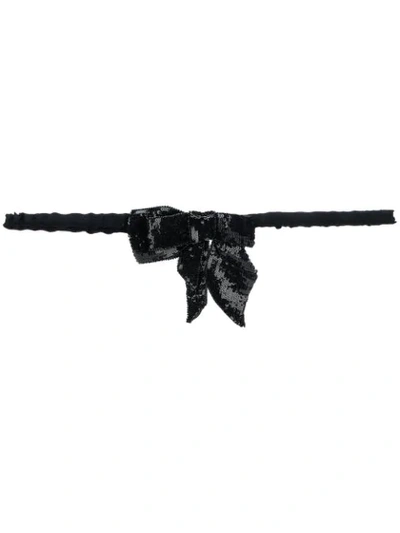 N°21 Sequin Bow Belt In Black
