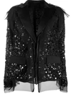 Sacai Sequinned Organdy Deconstructed Jacket In Black