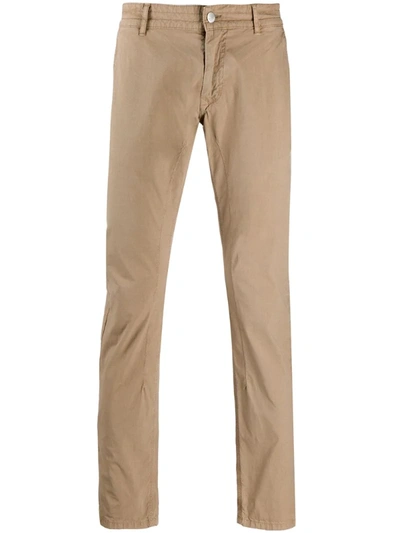 Daniele Alessandrini Slim Fit Chino Trousers In Brown