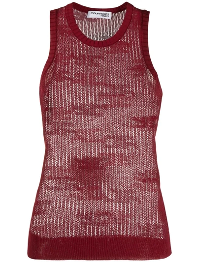 Courrèges Sheer Knitted Vest Top In Red