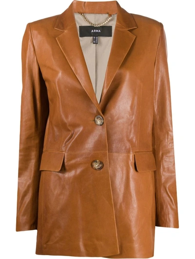Arma Single-breasted Leather Jacket In Brown