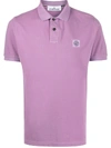 Stone Island Compass Logo Patch Polo Shirt In Purple