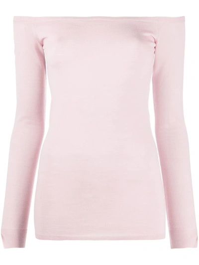 Stella Mccartney Off-the-shoulder Knitted Top In Pink