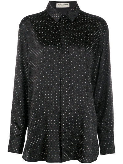 Saint Laurent Studded Button-up Shirt In Black