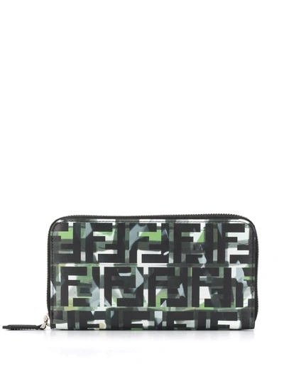 Fendi Camouflage Ff Print Wallet In Black