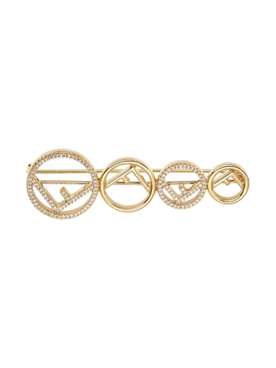 Fendi Logo横式胸针 In Gold