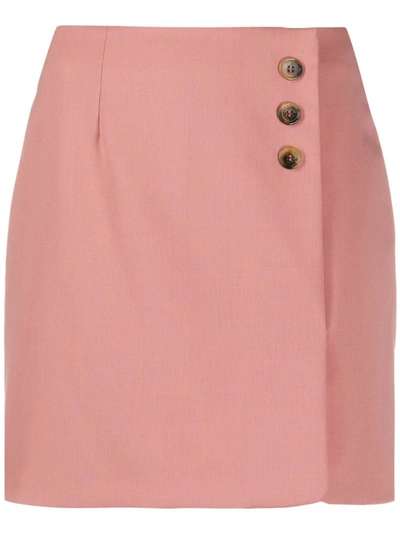 Alexa Chung Tortoiseshell Button Mini Skirt In Pink