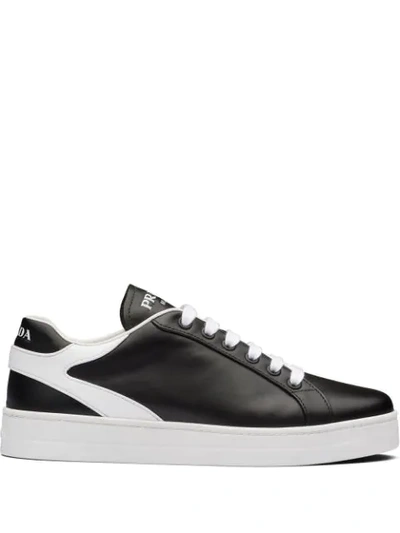 Prada Stitched Detail Low-top Trainers In Black
