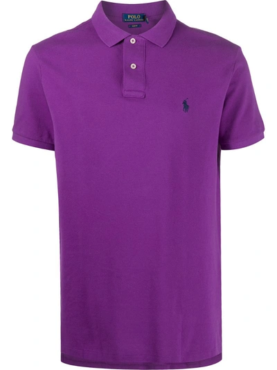 Polo Ralph Lauren Embroidered Logo Polo Shirt In Purple
