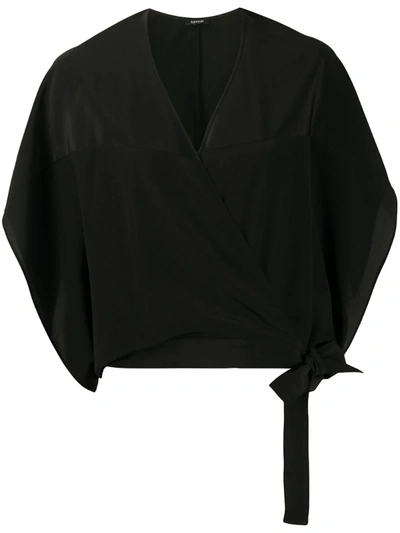 Aspesi Silk Wrap-front Blouse In Black