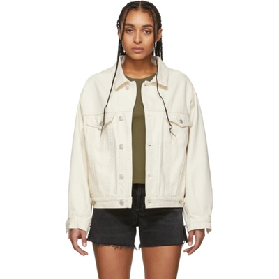 Agolde Off-white Denim Oversized Charli Jacket In Beige