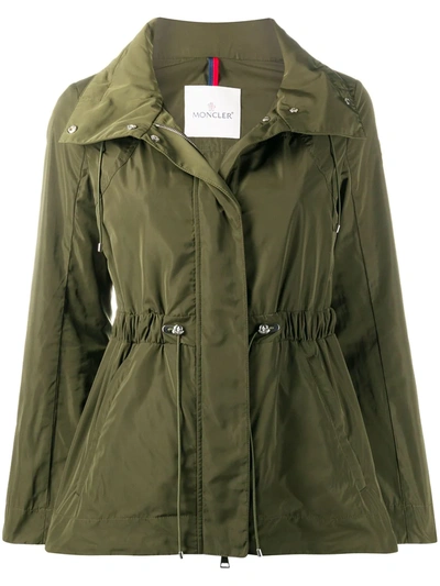 Moncler Ocre Drawstring Waist Short Jacket In Khaki